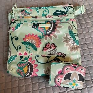 Vera Bradley Mint Flowers Purse and Wallet